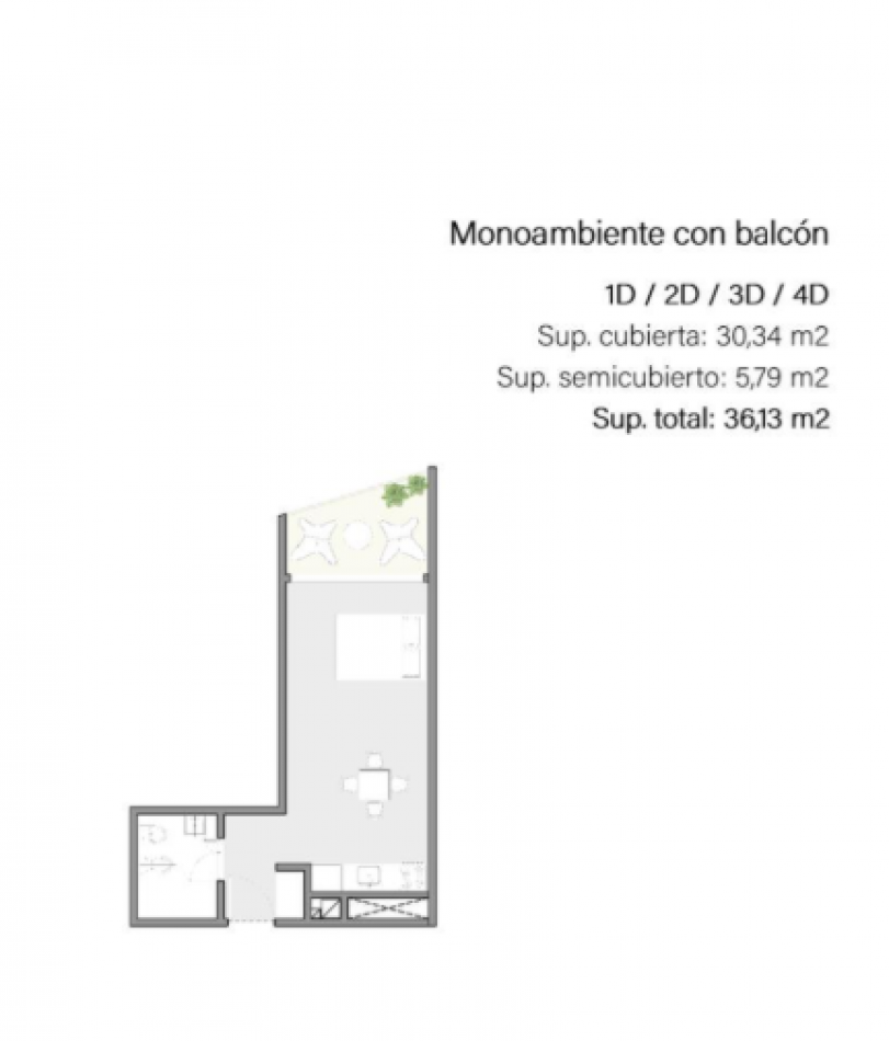 Venta en Construccion Departamento Monoambiente con Balcon Terraza Villa Crespo