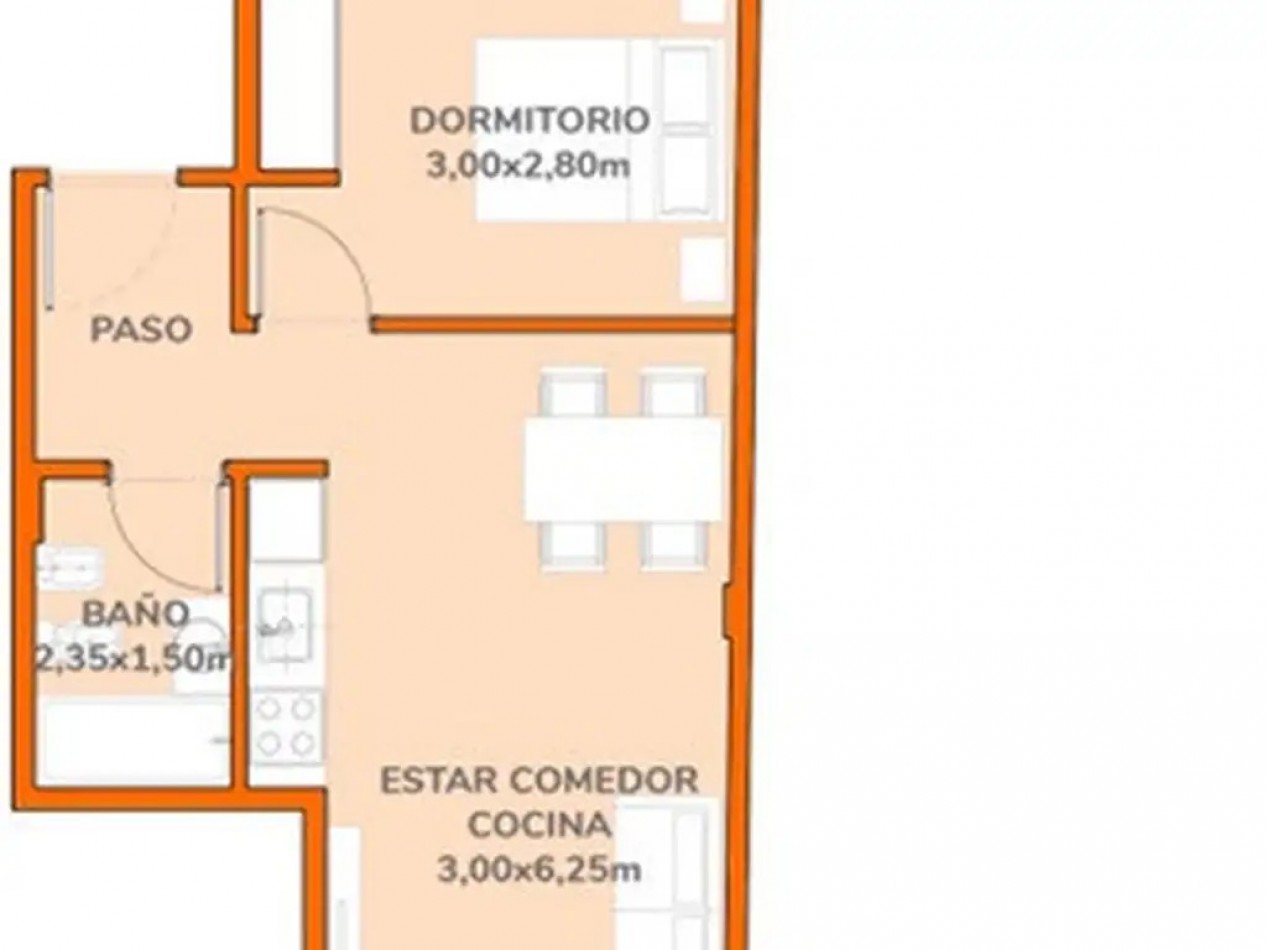 Departamento en Venta 2 ambientes, 32m² Cubierta - Julian Alvarez 1800, Palermo