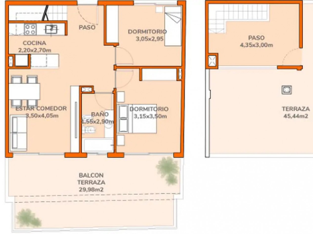 Departamento en Venta 2 ambientes, 32m² Cubierta - Julian Alvarez 1800, Palermo