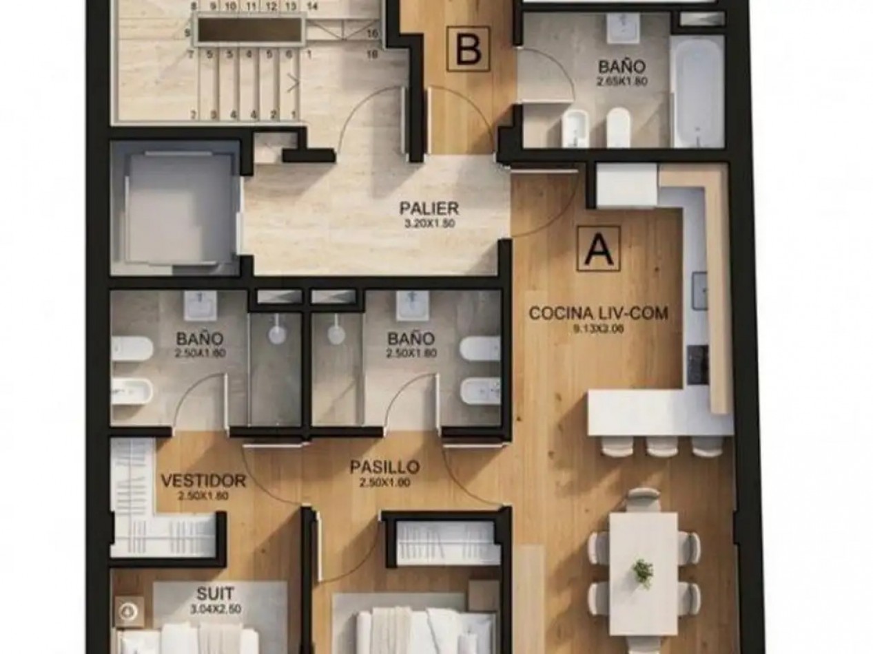 Departamento en Venta 3 ambientes, 81m² totales, en Suite - Argerich 2700, Villa del Parque