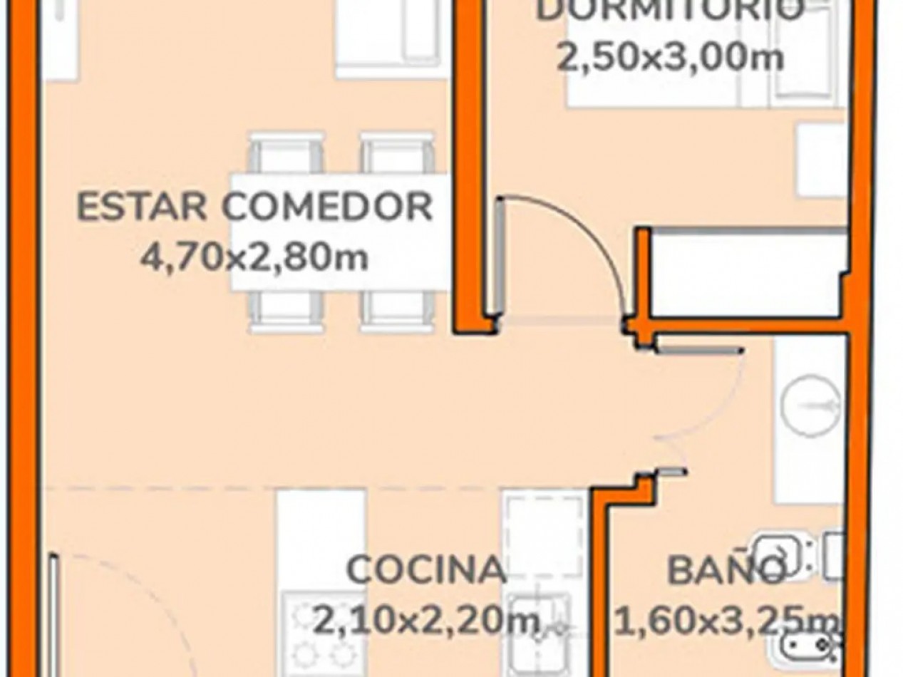 Departamento en Venta 2 ambientes a estrenar, 46.07m² totales con balcon - Julian Alvarez 1800, Palermo Soho