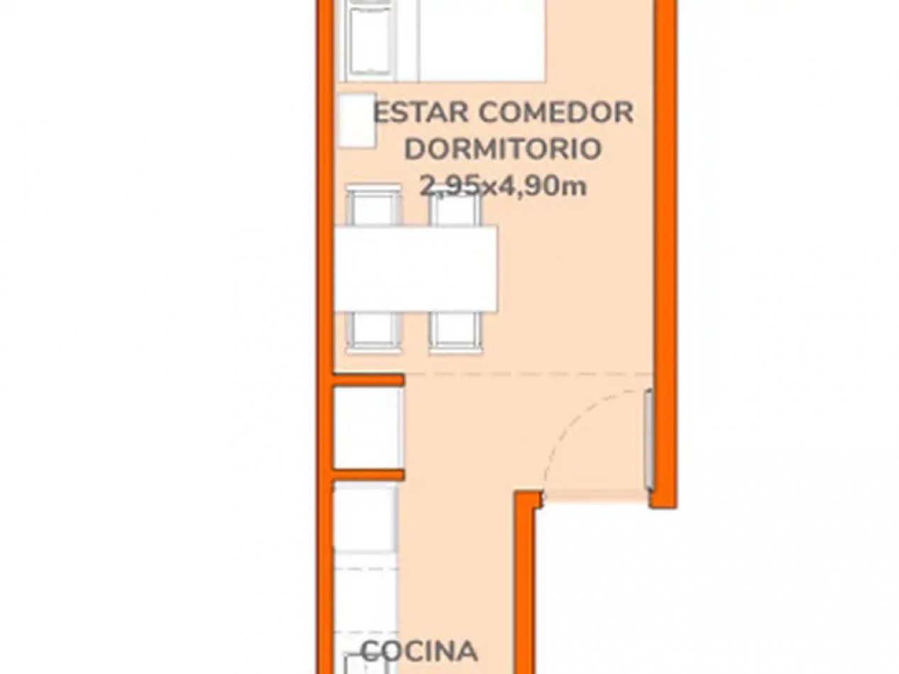 Departamento en Venta Monoambiente a estrenar, 37.1m² totales con balcon - Julian Alvarez 1800, Palermo Soho