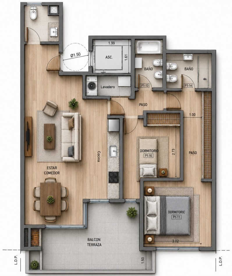Departamento 2 ambientes en preventa con balcon en Villa Urquiza - Av. Roosevelt 5434 | 42,08 m², piso 5, 30 cuotas