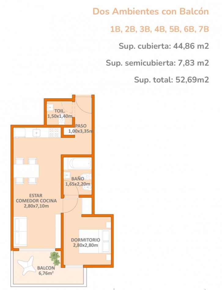 Departamento 2 ambientes en pozo con balcon en Villa Urquiza - Blanco Encalada y Ceretti | 56,61 m², piso 3, 24 cuotas